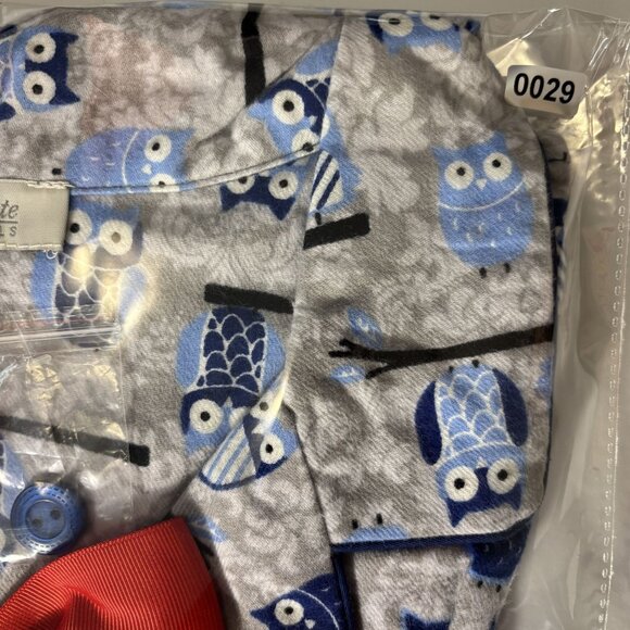 Flannel Owl Print Pajama Set XL Intimate Essentials Blue & Gray Cozy Sleepwear - Picture 5 of 5